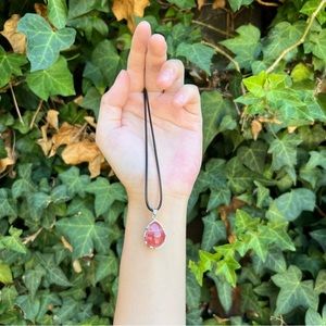 100% Natural Rhodochrosite Teardrop/ Pear Cabochon Pendant #T2